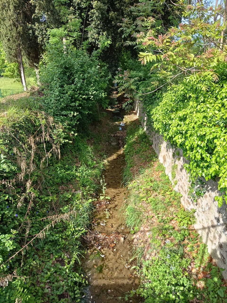 Il torrente Petreto (o Infernaccio) nel tratto all’interno del cimitero urbano.